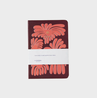 A-Journal A6 Notebook Coral Flowers