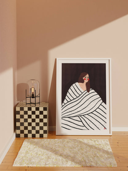 The Woman With The Black and White Stripes - Art Print: A3