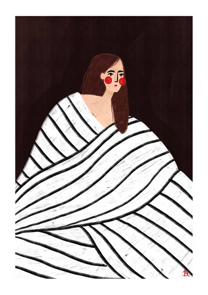 The Woman With The Black and White Stripes - Art Print: A3