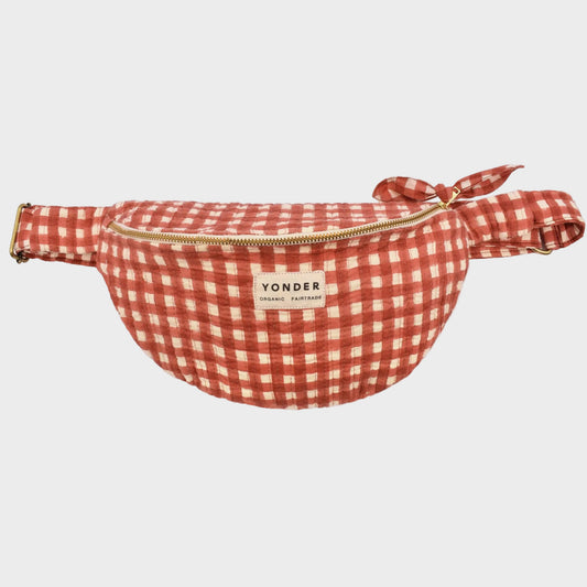 Cotton Quilted Bumbag in Ginger Gingham