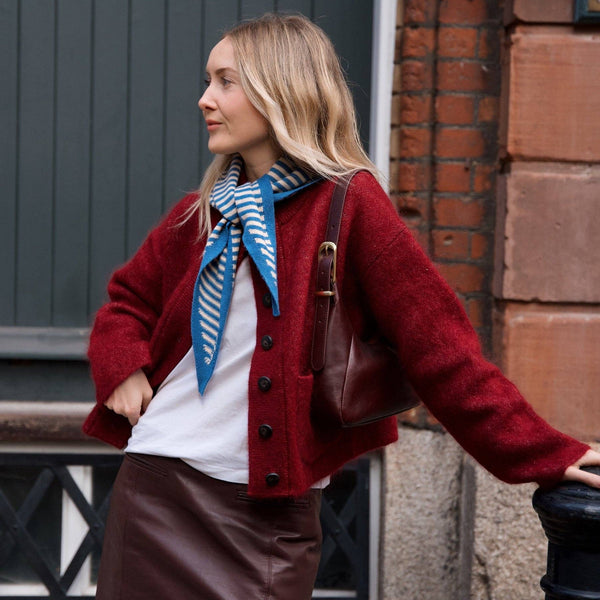 Triangle Scarf in Blue Stripe