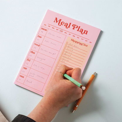 Weekly Meal Planner & Shopping List Pad A5 - Pink & Red