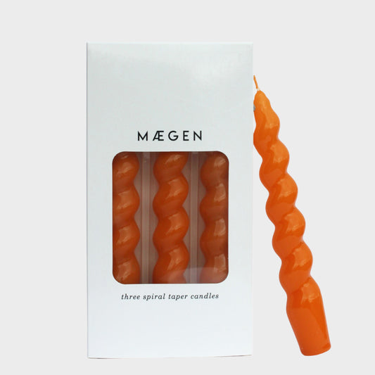 MÆGEN Spiral Taper Candles - 3 Pack - Tangerine