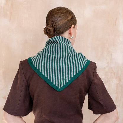 Triangle Scarf in Green & Charcoal Stripe