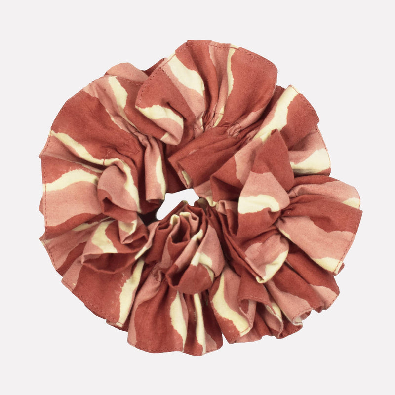 Cotton Ruffle Scrunchie in Whirly Ginger