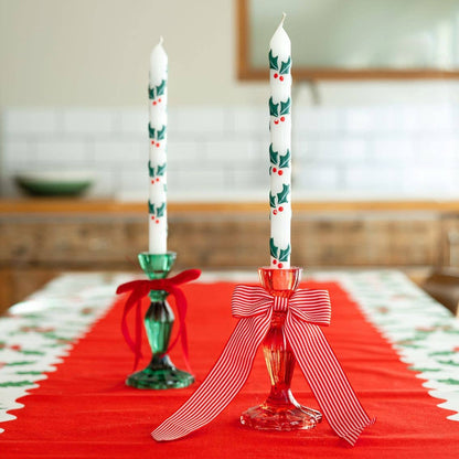 Holly Christmas Taper Dinner Candles - POS Unit