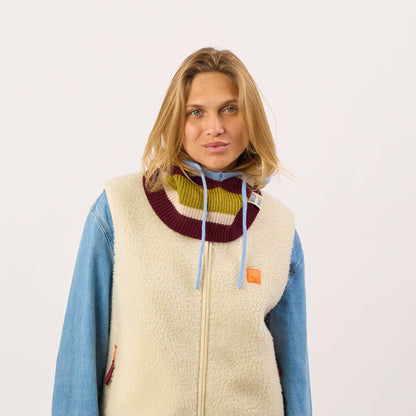 Balaclava - Striped, olive and wine red: One size