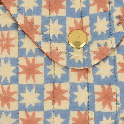 Quilted Popper Purse in Sky Pinwheel