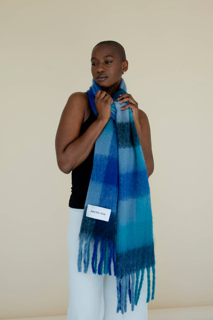 Recycled Materials Reykjavik Scarf - Blue Check