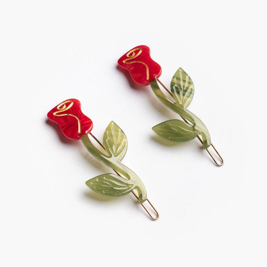 Rose Barrette Hair Clip Set