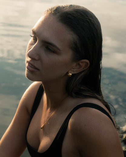 Hammered Square Hoop Earrings - Gold Plated Recycled Sterling Silver