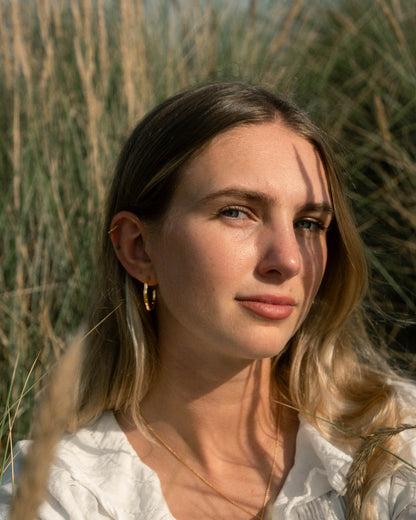 Bark Hoop Earrings Large - Gold Plated Recycled Sterling Silver