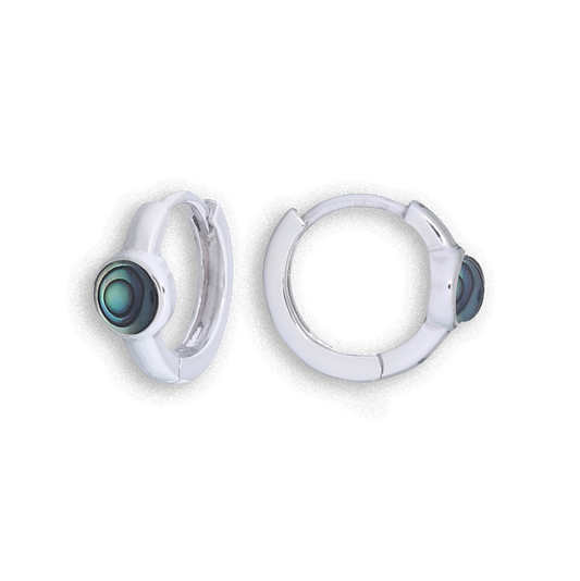 Abalone Shell Huggie Hoop Earrings - Sterling Silver