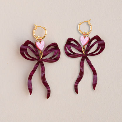 Statement Large Bow & Heart Hoop Earrings