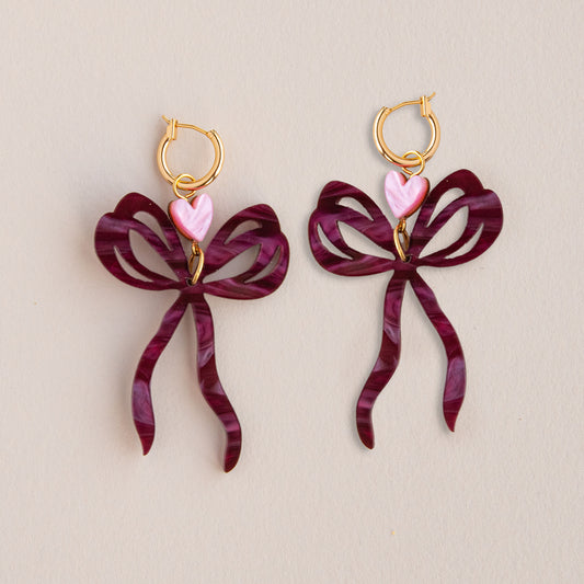 Statement Large Bow & Heart Hoop Earrings