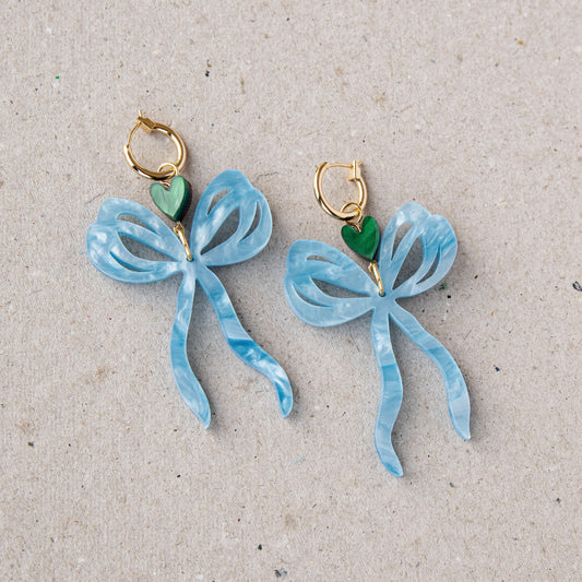 Statement Large Bow & Heart Hoop Earrings