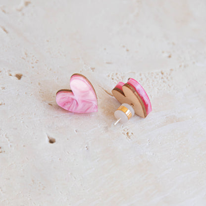 I Heart You Stud Earrings in Pink