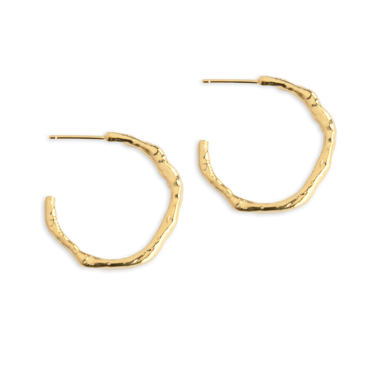 Bark Hoop Earrings Large - Gold Plated Recycled Sterling Silver