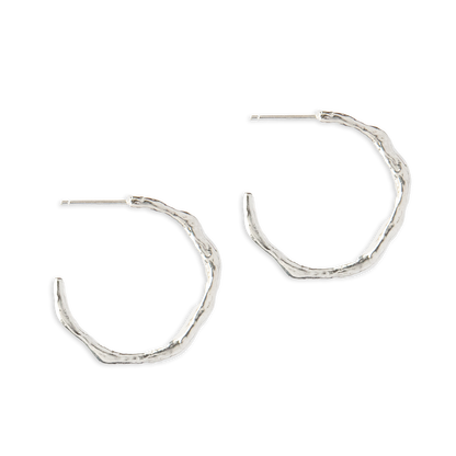 Bark Hoop Earrings Large - Recycled Sterling Silver