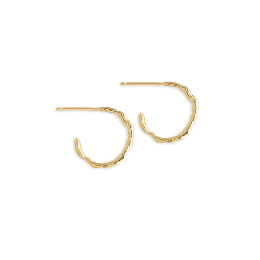 Bark Hoop Earrings Small - Gold Plated Recycled Sterling Silver