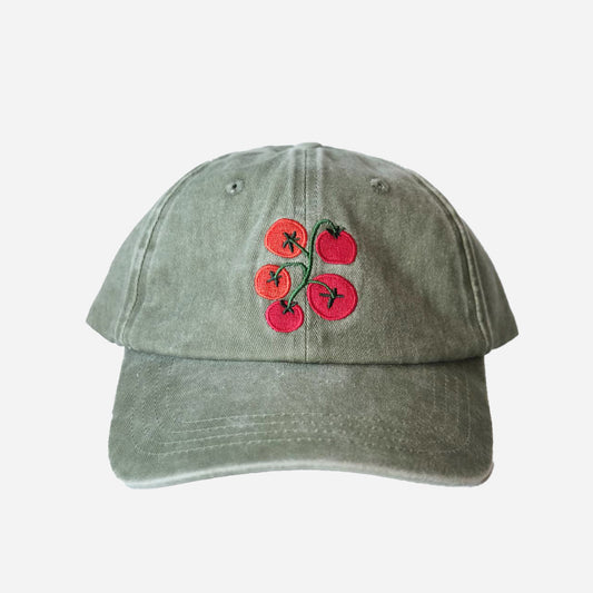 Tomato Vine Embroidered Adjustable Cap Hat