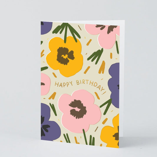 Happy Birthday Flowers Greetings Card
