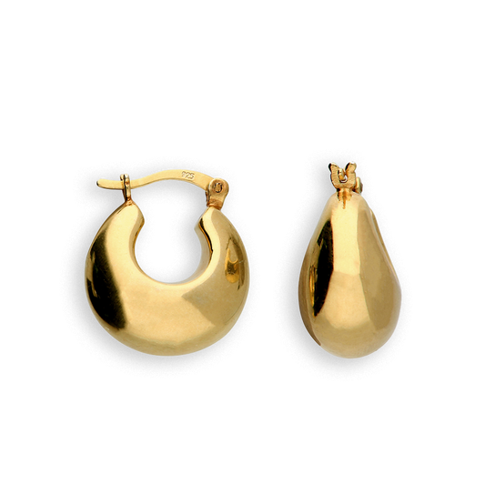 Chunky Dome Hoop Earrings - Gold Plated Sterling Silver