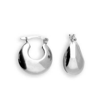 Chunky Dome Hoop Earrings - Sterling Silver