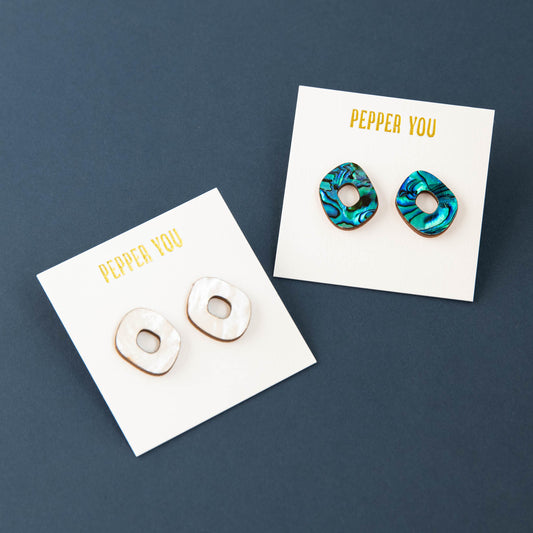 Rounded Form Stud Earrings - Medium