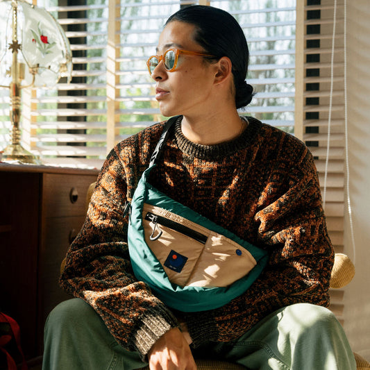 Half Moon Bag - Green/Beige