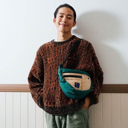 Half Moon Bag - Green/Beige