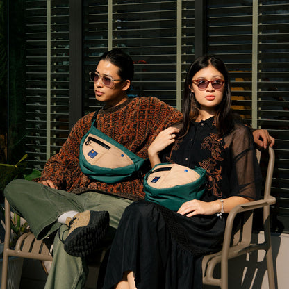 Half Moon Bag - Green/Beige