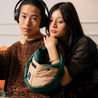 Half Moon Bag - Green/Beige