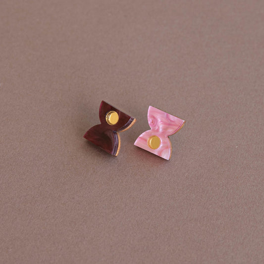 Time Studs in Pink & Berry