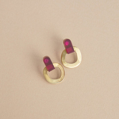 Around Brass Stud Earrings in Pink