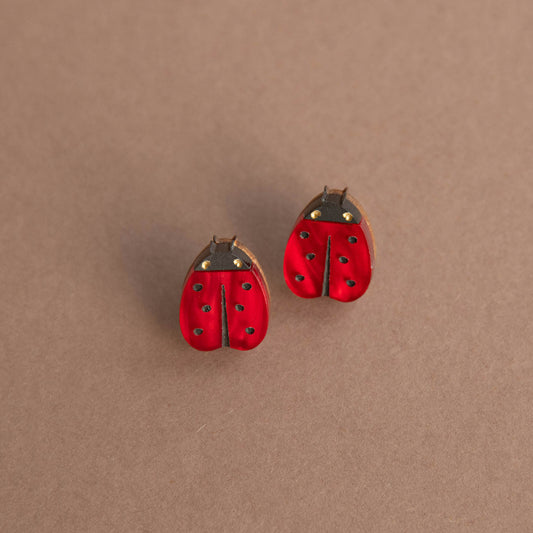 Garden Lady Bug Stud Earrings