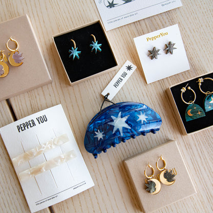Hand Drawn Star Medium Hair Claw Clip