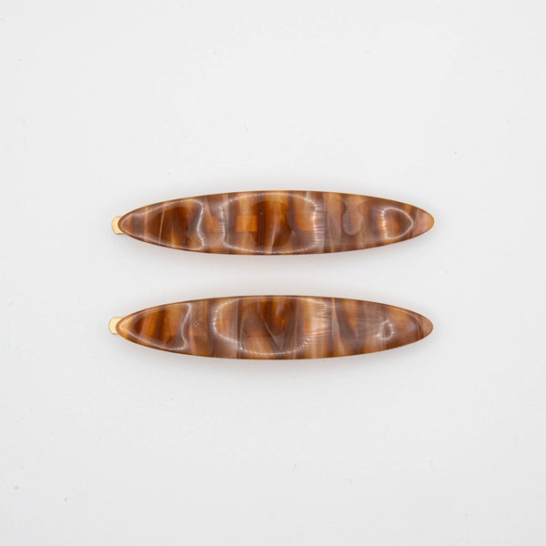 Brown Caramel Hair Slides - Set of 2