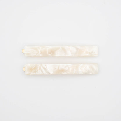 Pearly White Marble Hair Slides - Set of 2