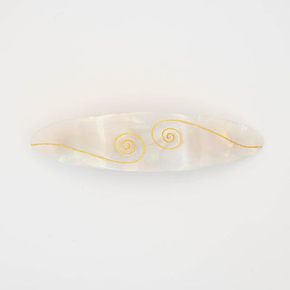 Spiral French Barrette Hair Clip in Iridescent White