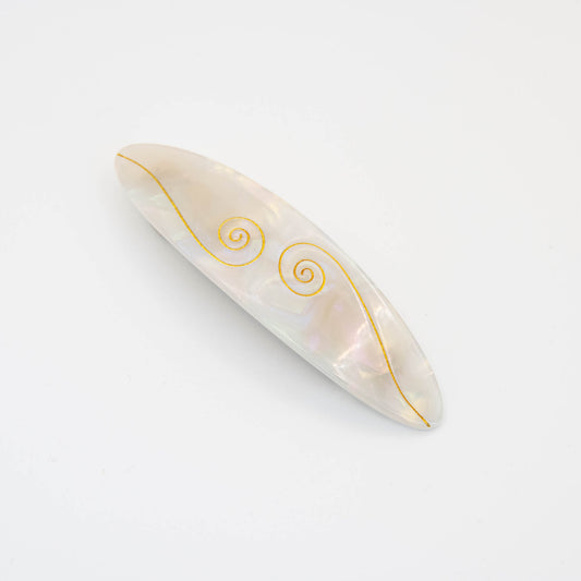 Spiral French Barrette Hair Clip in Iridescent White