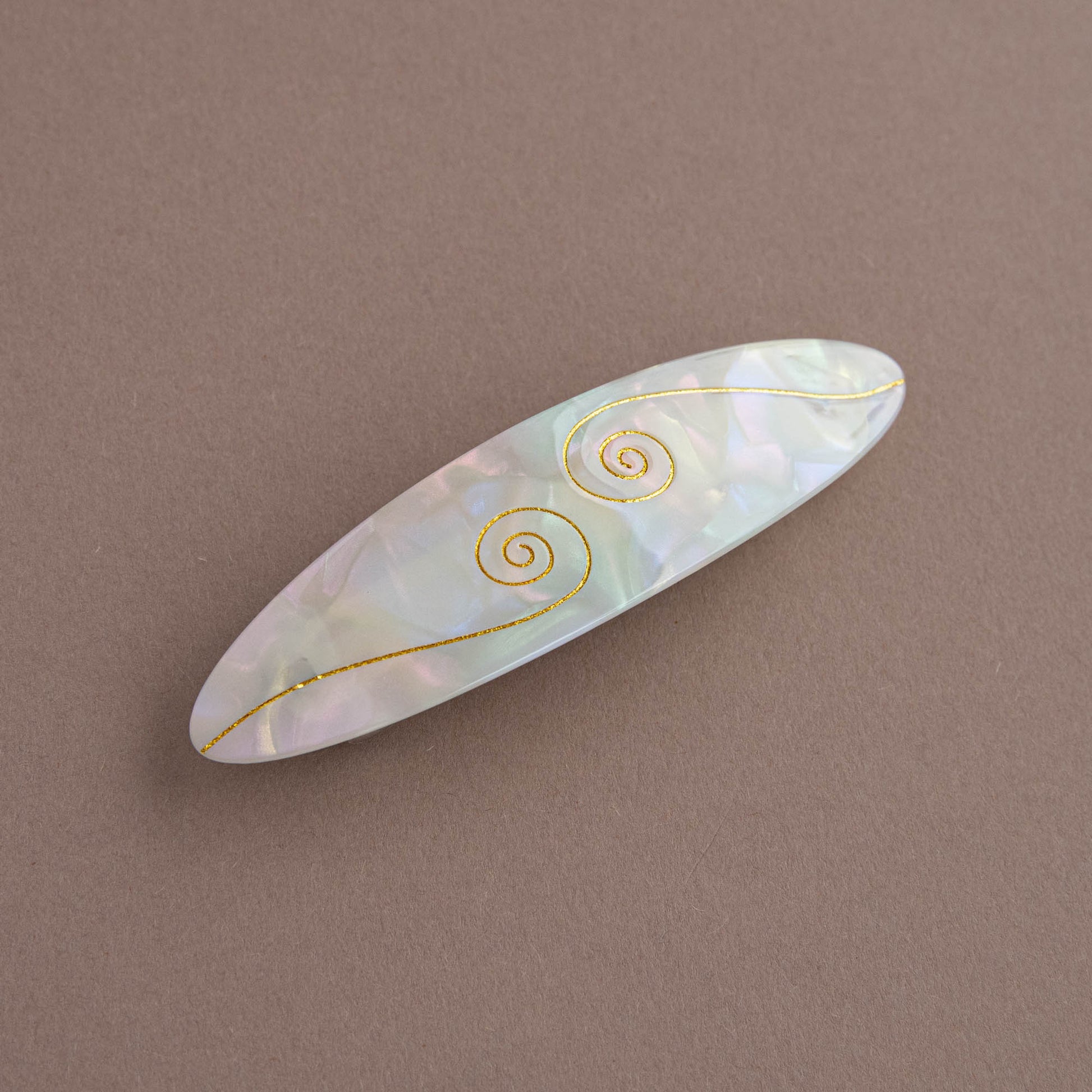 Spiral French Barrette Hair Clip in Iridescent White