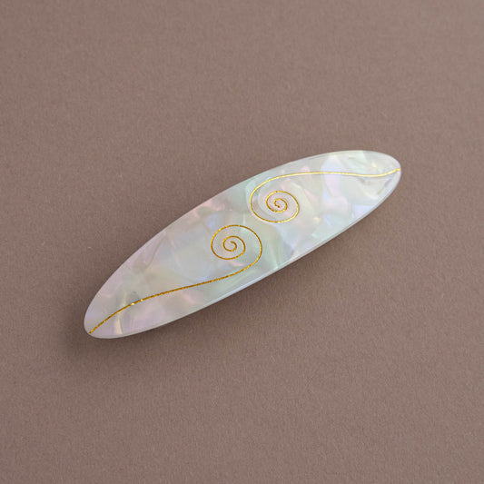 Spiral French Barrette Hair Clip in Iridescent White