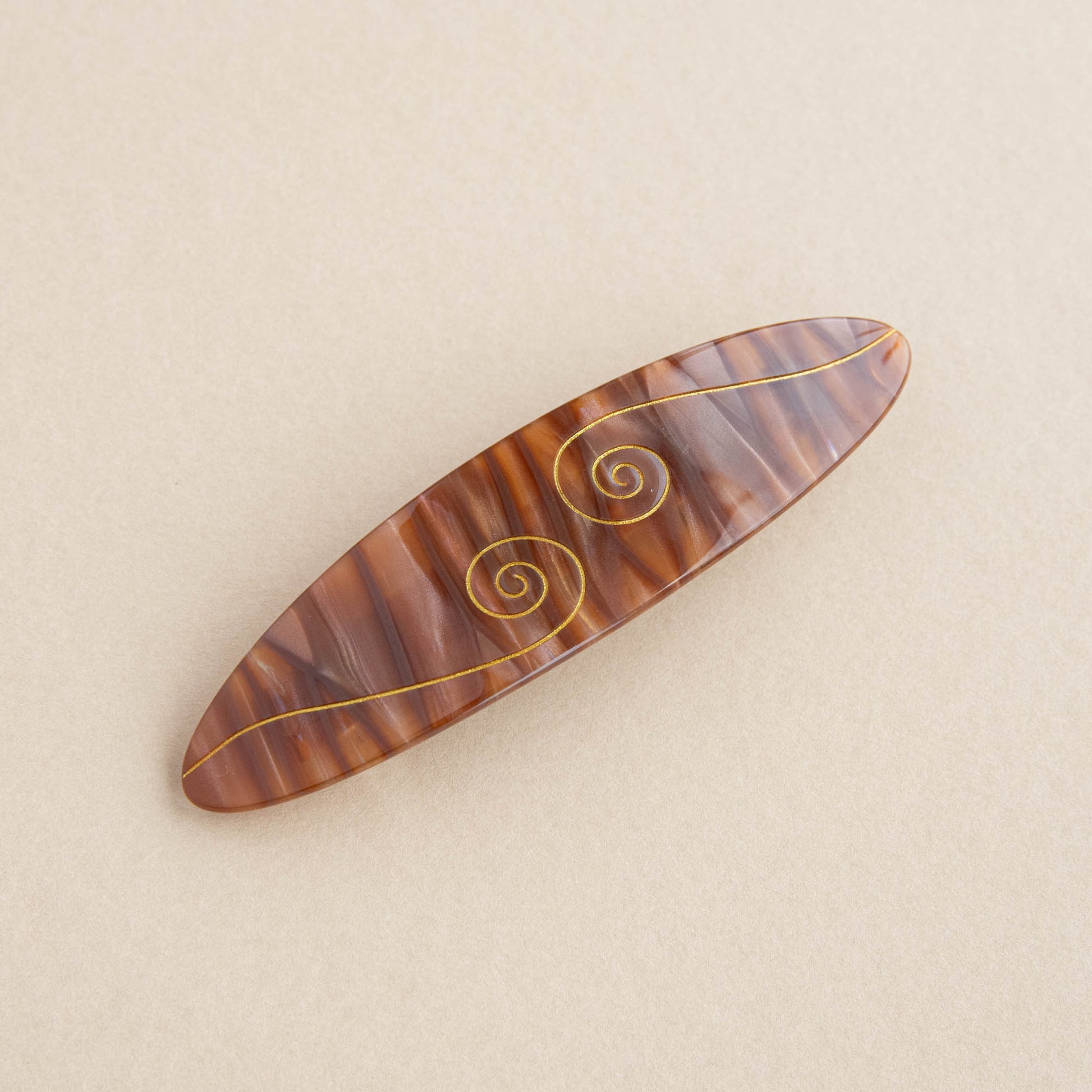 Spiral French Barrette Hair Clip in Caramel
