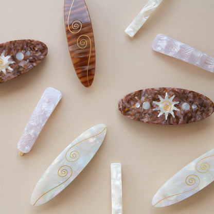 Spiral French Barrette Hair Clip in Iridescent White