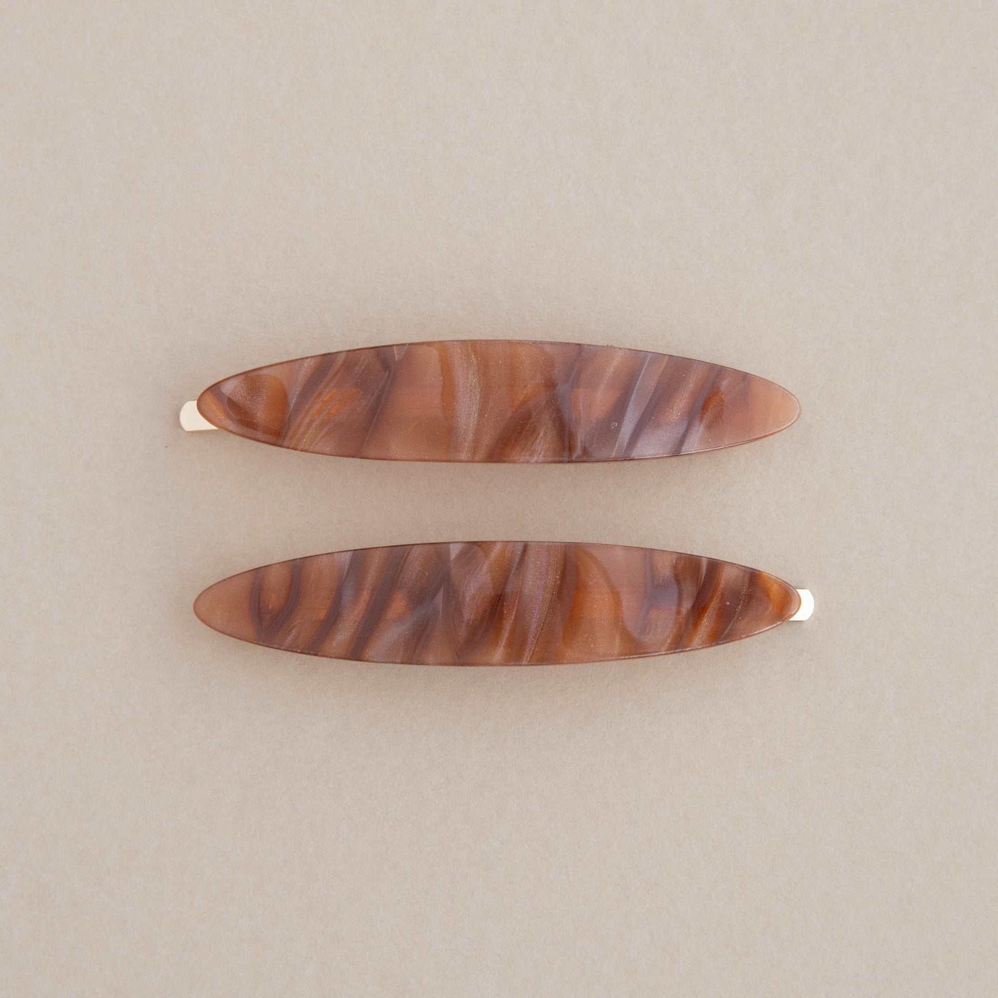 Brown Caramel Hair Slides - Set of 2