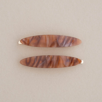 Brown Caramel Hair Slides - Set of 2