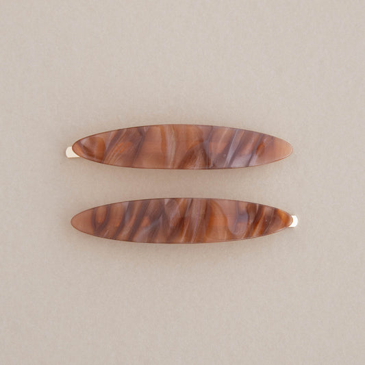 Brown Caramel Hair Slides - Set of 2