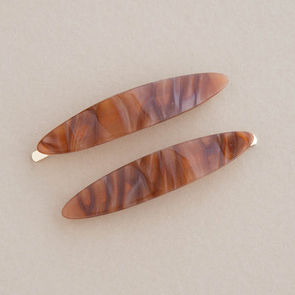 Brown Caramel Hair Slides - Set of 2