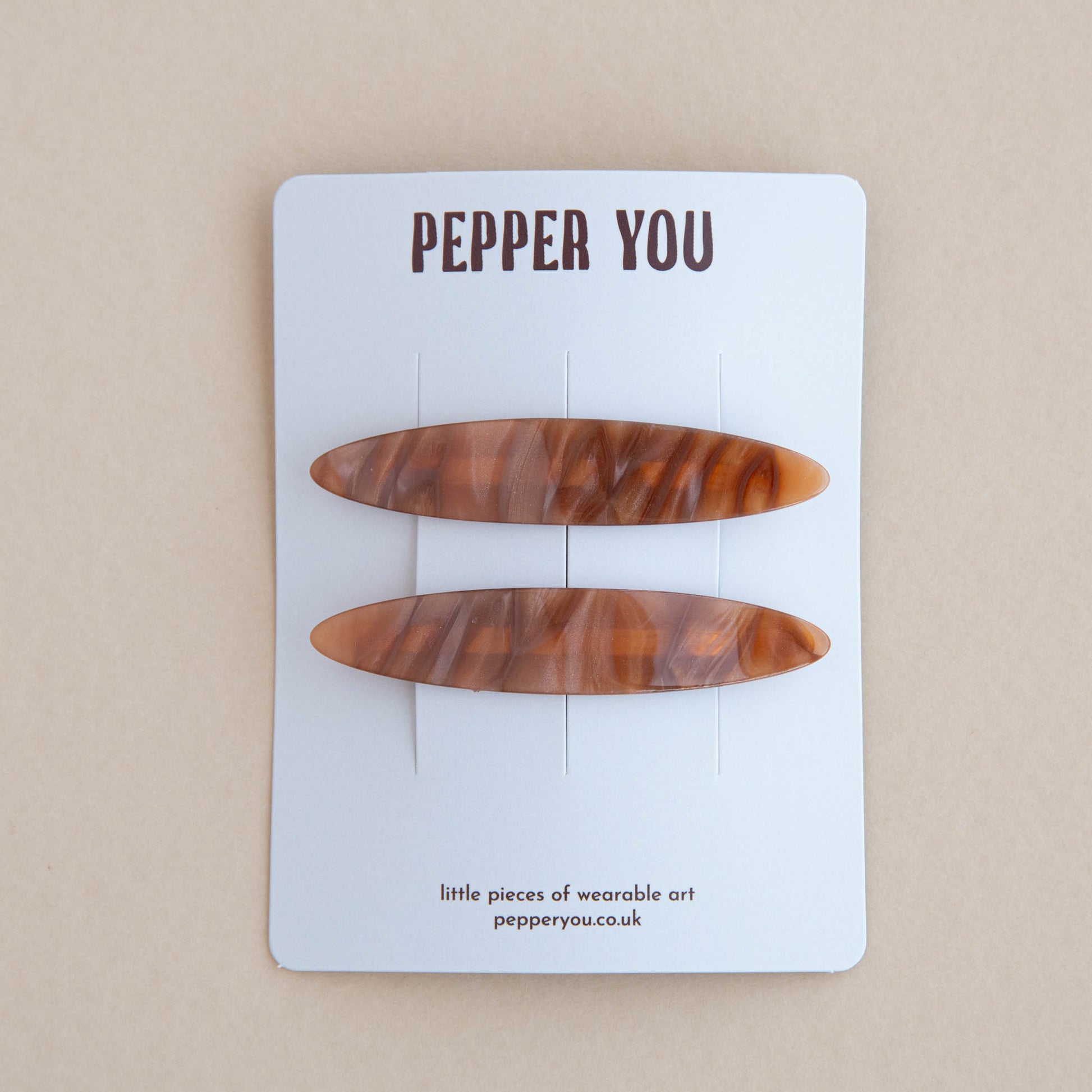 Brown Caramel Hair Slides - Set of 2